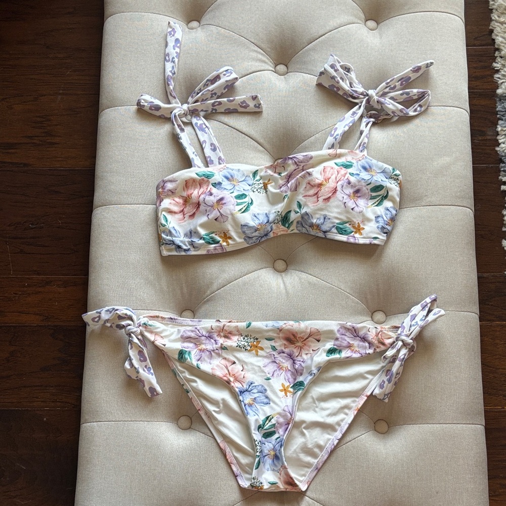 Chelsea & Violet Floral Bikini Set with Tie Straps